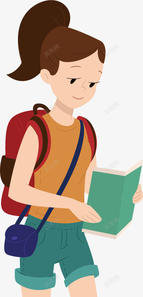 背包旅行的女孩矢量图ai免抠素材_新图网 https://ixintu.com 女孩 开心 旅游 游客 游玩 背包 高兴 矢量图