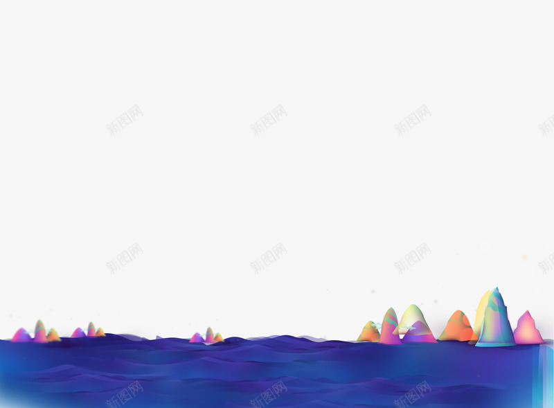 蓝色卡通大海边框纹理psd免抠素材_新图网 https://ixintu.com 免抠PNG 卡通 大海 蓝色 边框纹理