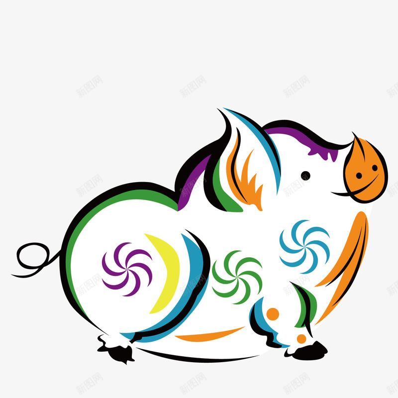 小猪肥胖矢量图eps免抠素材_新图网 https://ixintu.com 图案 小猪 肥胖 矢量图