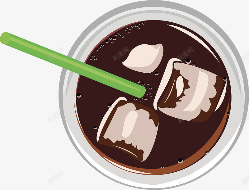 手绘插图冰汽水png免抠素材_新图网 https://ixintu.com 俯拍 冰凉 冰汽水 加冰 可乐 吸管 手绘插图 气泡贴壁