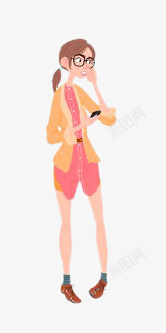 女老师png免抠素材_新图网 https://ixintu.com 卡通手绘 眼镜 老师