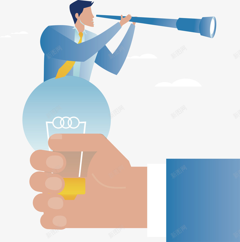 老板手里的员工png免抠素材_新图网 https://ixintu.com 实习 望眼镜 海报