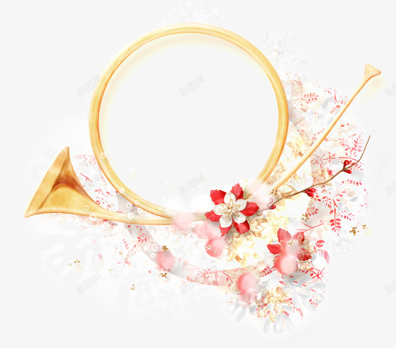 圆形边框金色喇叭png免抠素材_新图网 https://ixintu.com 喇叭 圆形 边框 金色