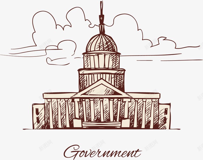 手绘素描政府大楼png免抠素材_新图网 https://ixintu.com 办公大楼 手绘 政府大楼 矢量素材 素描
