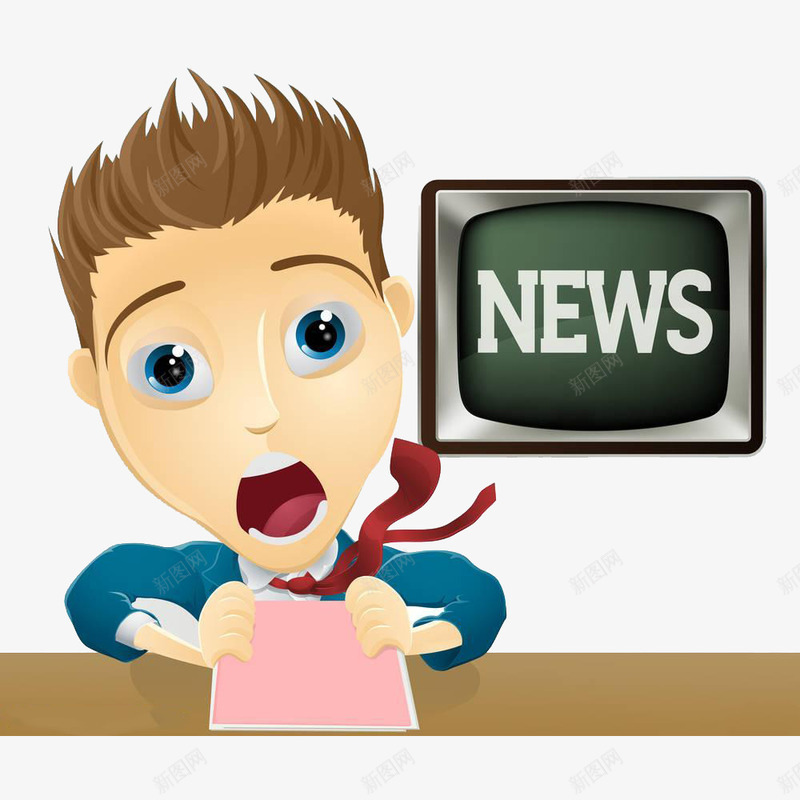 卡通电视播报员png免抠素材_新图网 https://ixintu.com 主持 主持人 卡通 卡通主持 卡通人物 卡通形象 播报员 漫画 话筒