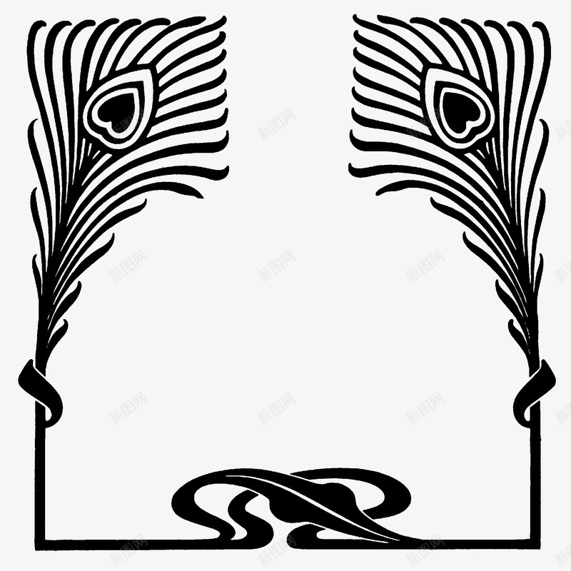 个性水墨边框png免抠素材_新图网 https://ixintu.com 古典元素 底纹边框 花朵线描 装饰边框