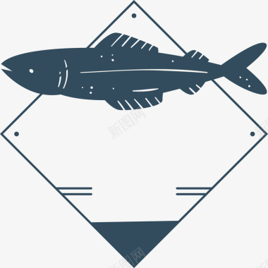 手绘鱼类标贴LOGO图标图标