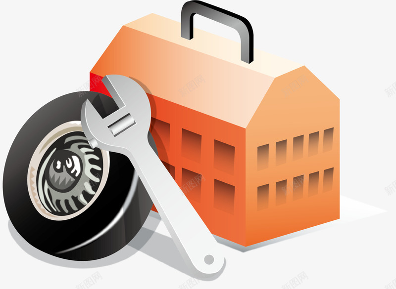 修车扳手工具箱png免抠素材_新图网 https://ixintu.com 专业修车 修车 卡通 工具箱 扳手