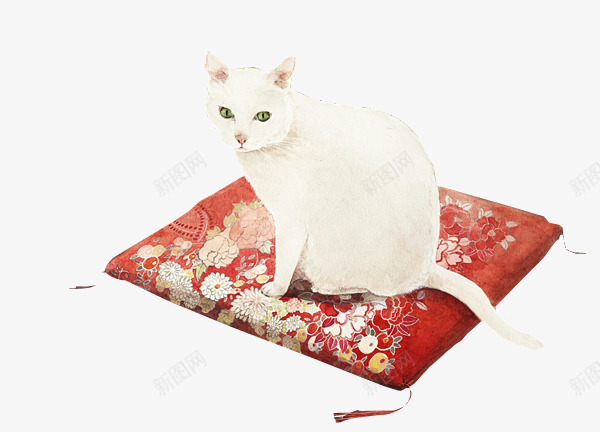 坐垫卡通手绘猫咪png免抠素材_新图网 https://ixintu.com 卡通 坐垫