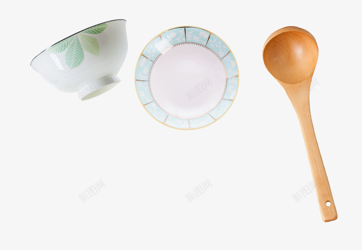 厨房餐具png免抠素材_新图网 https://ixintu.com 勺子 厨房餐具 瓷碗 瓷碟