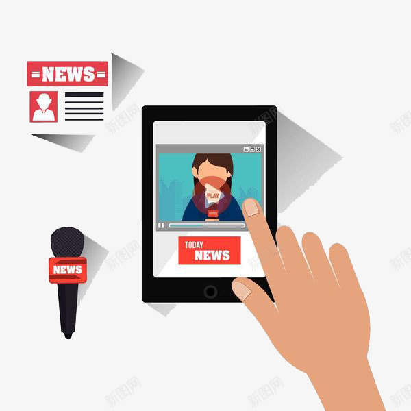 手触摸平板图标png_新图网 https://ixintu.com 传布 传播 卡通手绘 商务 媒体 媒体宣传 宣传 平板 广告 插画 新媒体宣传 新闻 话筒 采访