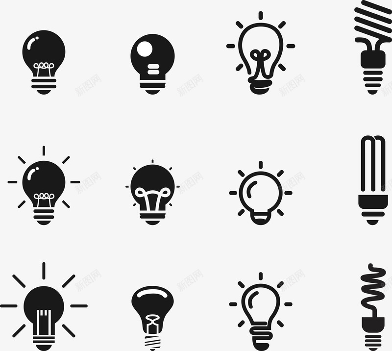 电力能源灯灯泡图标png_新图网 https://ixintu.com 灯泡 电力 能源灯