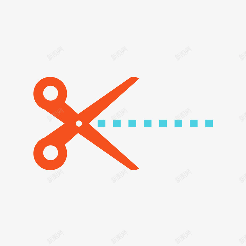 橘色剪刀和蓝色虚线png免抠素材_新图网 https://ixintu.com 剪裁 卡通 工具 手绘图 橘色剪刀 蓝色虚线