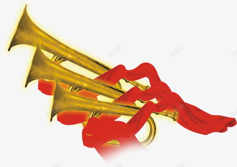 金色中国风喇叭丝带png免抠素材_新图网 https://ixintu.com 丝带 喇叭 国风 金色
