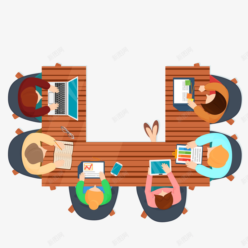 俯视图办公的人物矢量图ai免抠素材_新图网 https://ixintu.com 上班 人物设计 人物顶视图 俯视图 办公 卡通 团队 矢量图 鸟瞰人