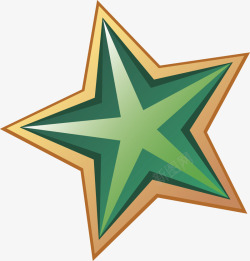 手绘精美绿色五角星徽章矢量图素材