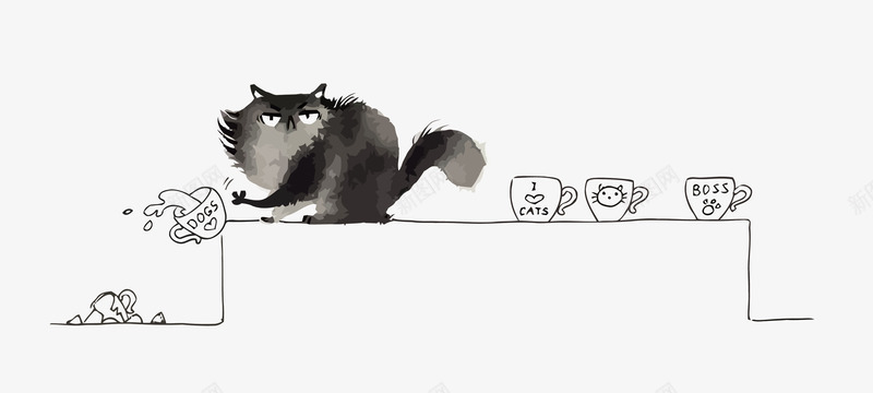 推杯下桌的猫png免抠素材_新图网 https://ixintu.com PNG PNG免费下载 PNG图片 卡通 手绘 水墨 猫咪 猫奴 铲屎官