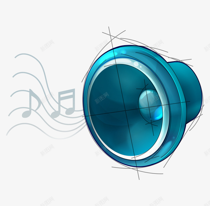 手绘卡通放音乐蓝色喇叭png免抠素材_新图网 https://ixintu.com 卡通的喇叭 手绘的喇叭 放音乐的喇叭 矢量的喇叭 蓝色的喇叭