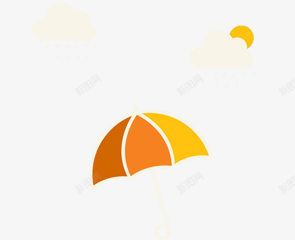 简约春雨小伞psd免抠素材_新图网 https://ixintu.com 太阳雨 春雨 橙色 简约 雨伞