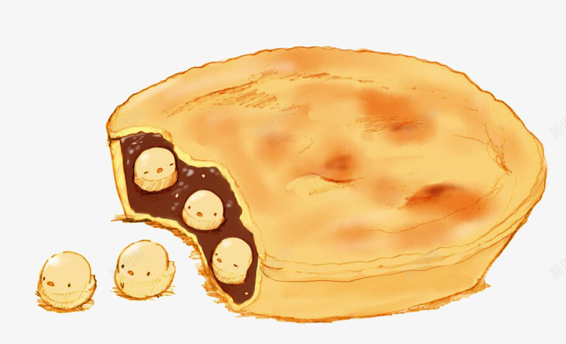 手绘豆沙派png免抠素材_新图网 https://ixintu.com 派 猫咪 美食 馅饼 黄色