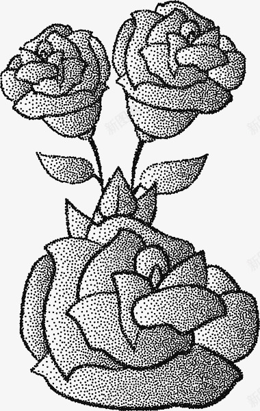 手绘点绘玫瑰图标png_新图网 https://ixintu.com 植物 点绘 玫瑰花 线描花矢量图 线条手绘 花卉 黑色手绘
