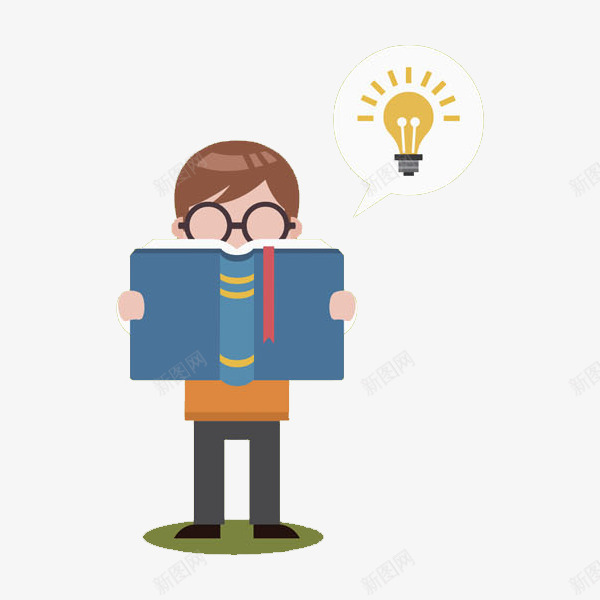 认真看书男生场景图png免抠素材_新图网 https://ixintu.com 卡通 学习的 学生 帅气的 灯泡 男生 认真的