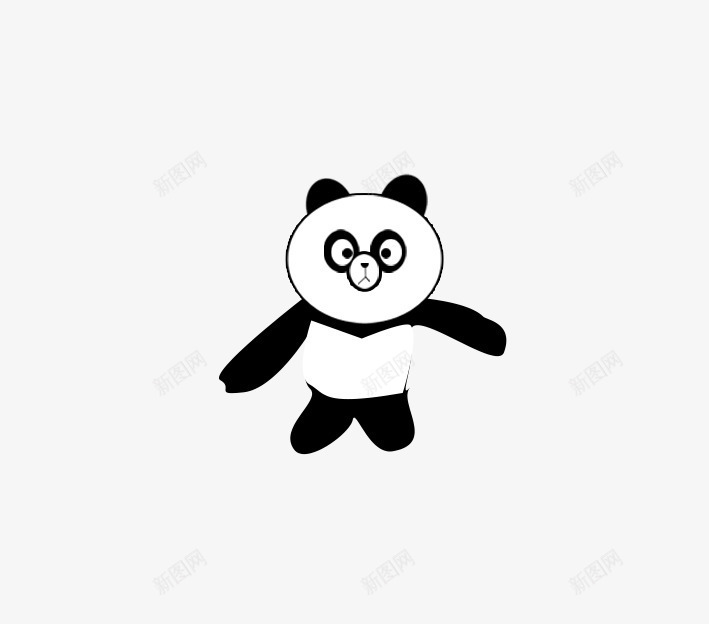 卡通熊猫png免抠素材_新图网 https://ixintu.com 动物 卡通动物 卡通动物表情 熊猫 白色 黑色