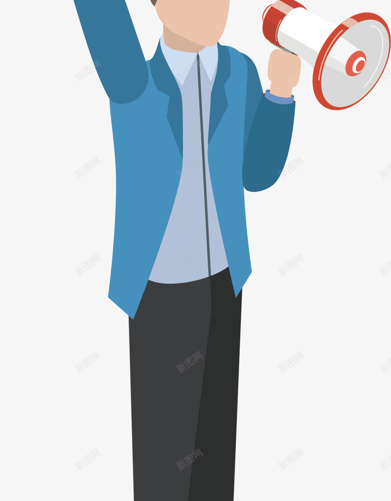 卡通拿着喇叭指示的人png免抠素材_新图网 https://ixintu.com 卡通 卡通人物 喇叭 指示