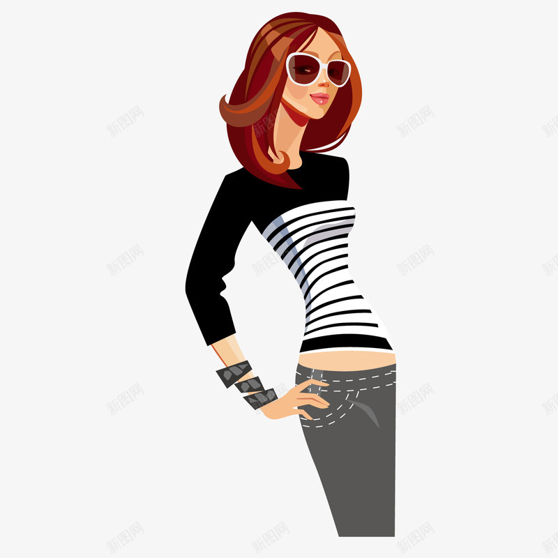 眼镜美女矢量图ai免抠素材_新图网 https://ixintu.com 卡通 眼镜 美女 矢量图