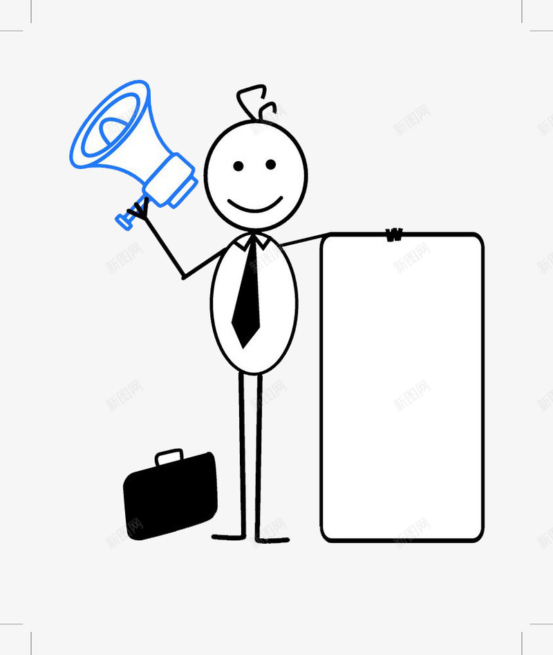 拿着喇叭的卡通人png免抠素材_新图网 https://ixintu.com 卡通 可爱 喇叭 喊喇叭的人 微笑 手绘 站着 蓝色 黑色