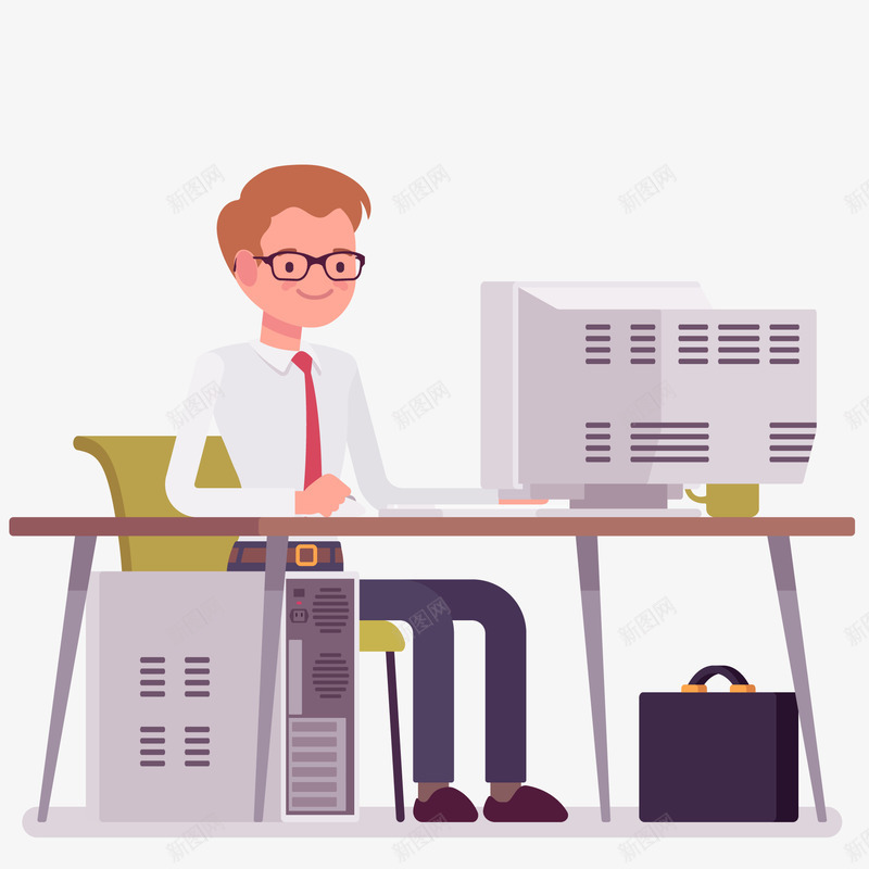 扁平化办公的商务人士png免抠素材_新图网 https://ixintu.com 人物设计 卡通 商务人士 扁平化 男性人物