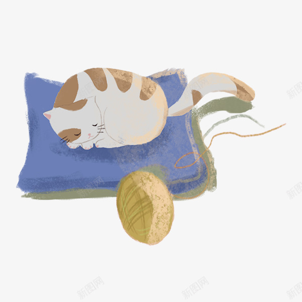 卡通手绘睡觉的猫咪png免抠素材_新图网 https://ixintu.com 卡通手绘睡觉的猫咪 可爱的猫咪 睡觉的猫咪