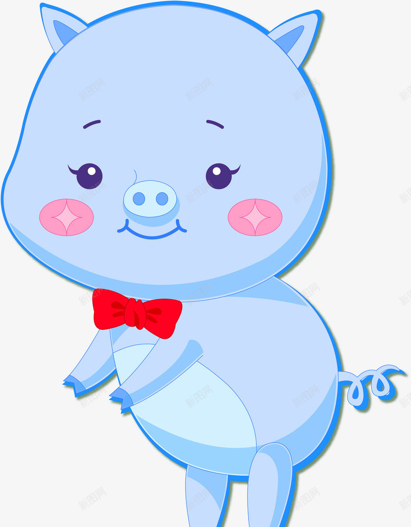 蓝色小猪矢量图ai免抠素材_新图网 https://ixintu.com 卡通 小猪 蓝色 矢量图