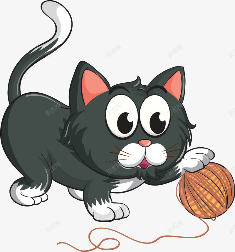 玩线团的猫咪png免抠素材_新图网 https://ixintu.com PNG图形 PNG装饰 动物 卡通 线团 装饰