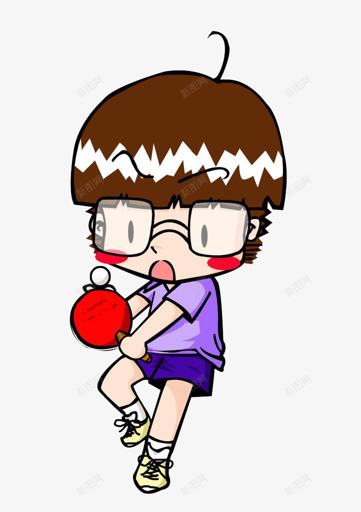 打乒乓球带眼镜png免抠素材_新图网 https://ixintu.com png图片 免抠素材 卡通 带眼镜 打乒乓球 运动中
