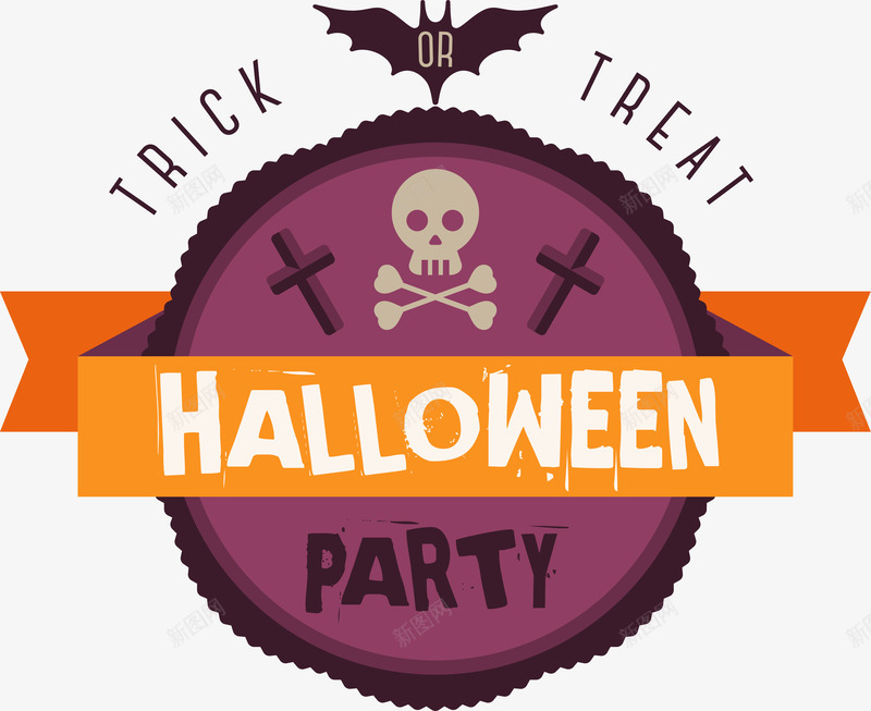 复古万圣节聚会标签png免抠素材_新图网 https://ixintu.com Halloween 复古 活动 矢量图案 聚会标签 贴纸