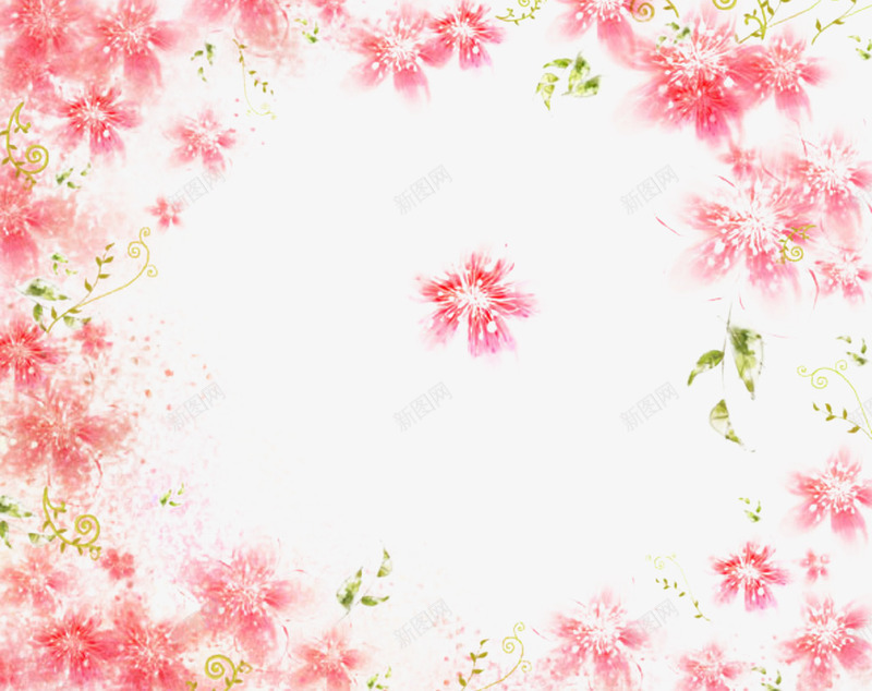 粉色小花背景png免抠素材_新图网 https://ixintu.com 底图 百合 粉色 装饰
