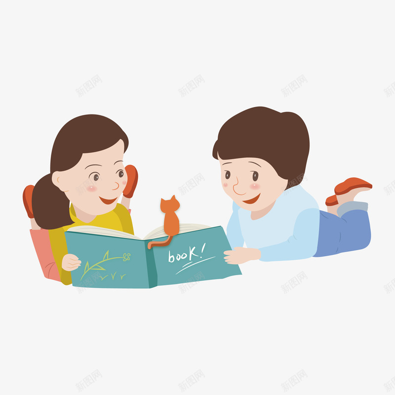 趴着一起看书矢量图ai免抠素材_新图网 https://ixintu.com 一起看书 人物介绍 人物插画 卡通人物 矢量人物 趴着 矢量图