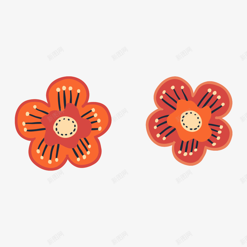 两朵小花png免抠素材_新图网 https://ixintu.com 两朵 卡通 手绘 棕色 橘色 简图 花朵 装饰