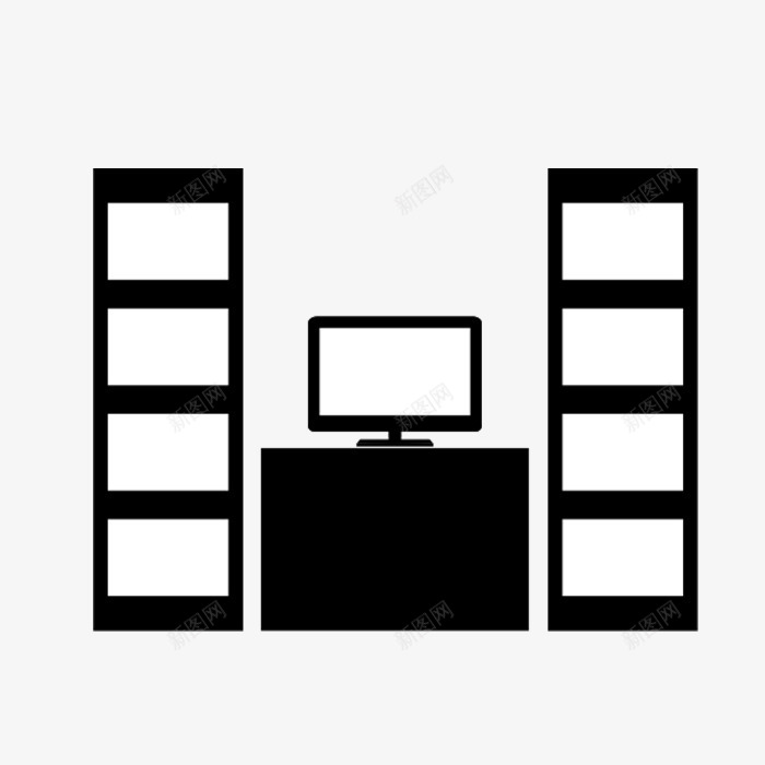 手绘电视柜png免抠素材_新图网 https://ixintu.com 手绘 手绘电视柜 手绘电视柜PNG 电视柜 黑白