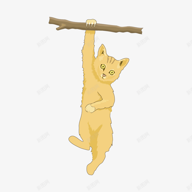 猫咪爬树png免抠素材_新图网 https://ixintu.com 动物 卡通