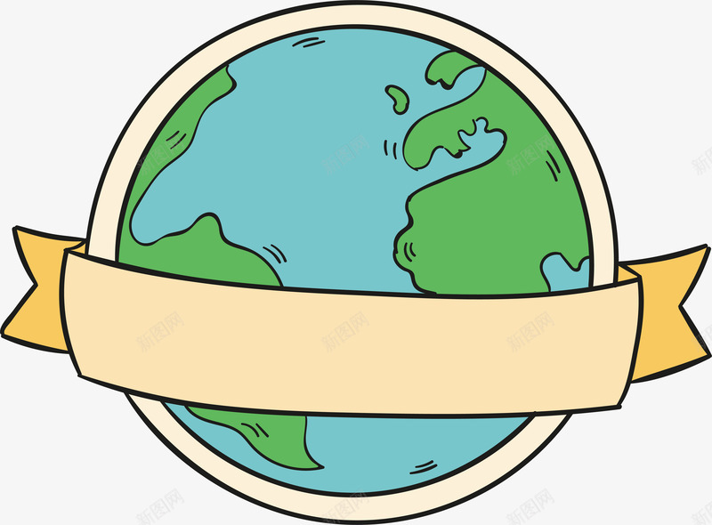 手绘卡通地球标签png免抠素材_新图网 https://ixintu.com 世界地球日 保护地球 手绘 标贴 爱护环境 矢量图案