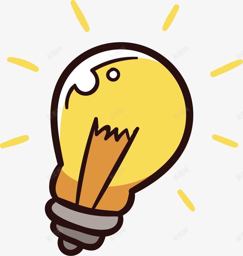 卡通黄色发光灯泡矢量图ai免抠素材_新图网 https://ixintu.com 创意 卡通灯泡 发光灯泡 灯泡 矢量png 黄色灯泡 矢量图