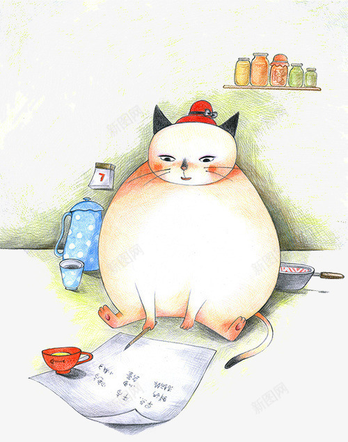 彩铅猫咪png免抠素材_新图网 https://ixintu.com 卡通 彩铅 手绘 猫咪
