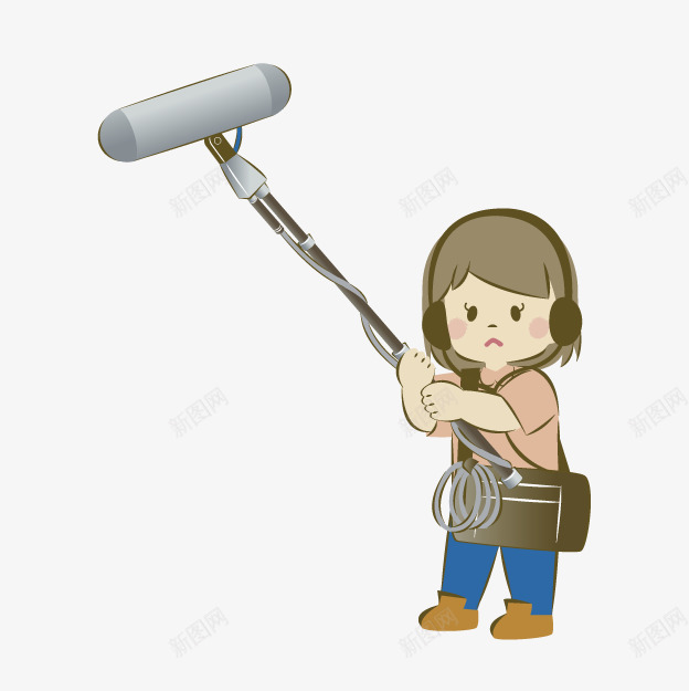 卡通电台收音师png免抠素材_新图网 https://ixintu.com 卡通收音师 摄影棚 电台收音师 电视台
