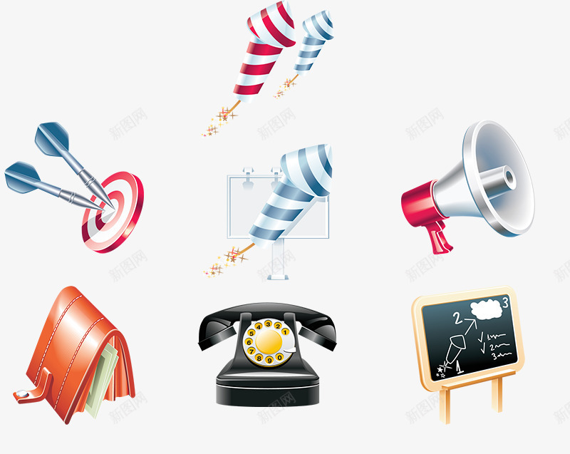 图标psd_新图网 https://ixintu.com 喇叭 电话 画板 钱包 高清图标