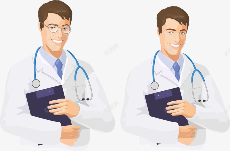 卡通手绘男医生png免抠素材_新图网 https://ixintu.com 助听器 助听器卡通 医生 戴眼镜 白色褂子