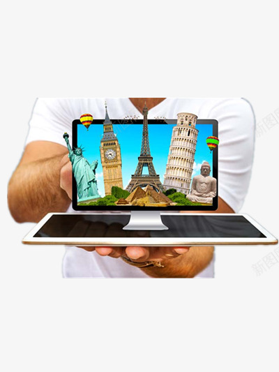 网络里的世界png免抠素材_新图网 https://ixintu.com 世界旅游日 商业旅游 旅游宣传图 旅行 游玩 笔记本电脑 风景