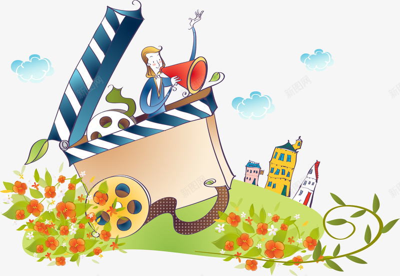 导演矢量图ai免抠素材_新图网 https://ixintu.com 导演 电影 童话世界 胶片 矢量图