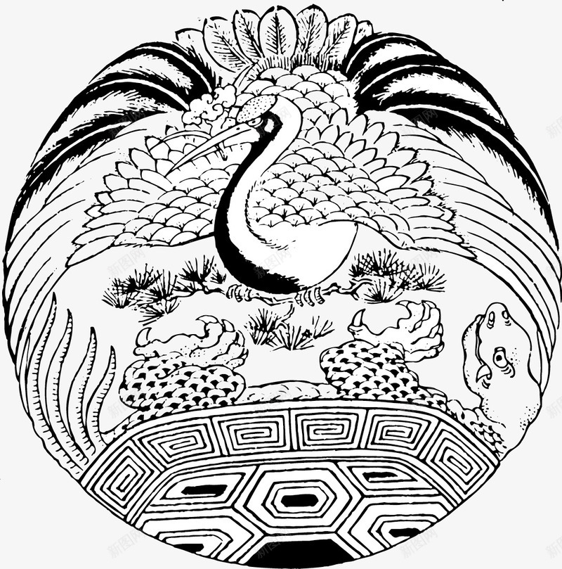 中国传统纹样鹤png免抠素材_新图网 https://ixintu.com 中国传统纹案 传统花纹 国风 松鹤 松鹤延年 纹样仙鹤
